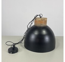 Zwarte Hanglamp Met Houten Detail