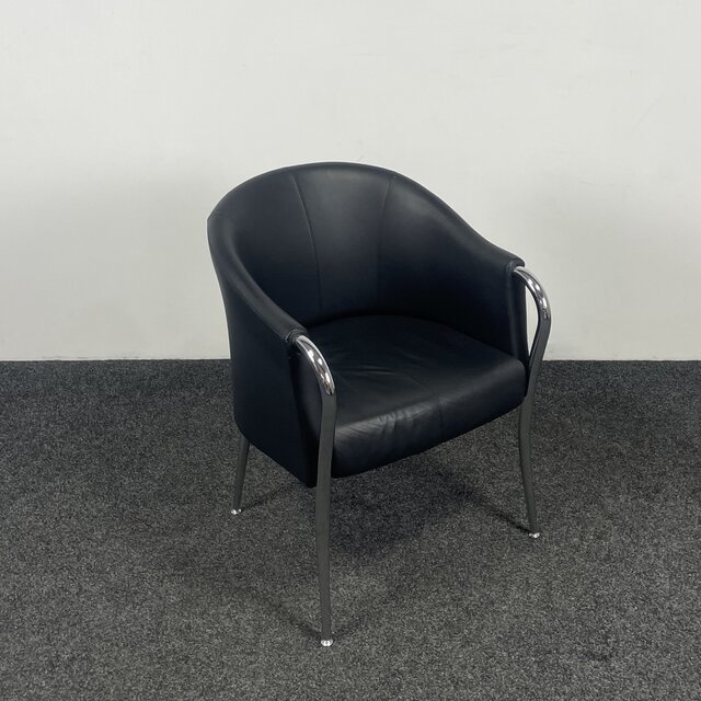 Zwarte Vergaderstoel - Chroom Onderstel