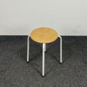 Kruk 4-Poots | Houten Zitting - Wit Onderstel