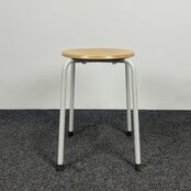 Kruk 4-Poots | Houten Zitting - Wit Onderstel