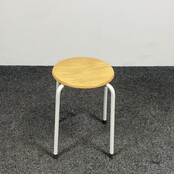 Kruk 4-Poots | Houten Zitting - Wit Onderstel