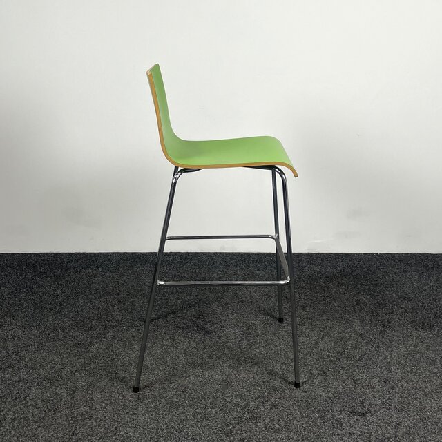 Groene Barkruk - Houten Zitting