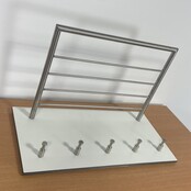 Witte Wandkapstok - 5 Haken en Bovenrek