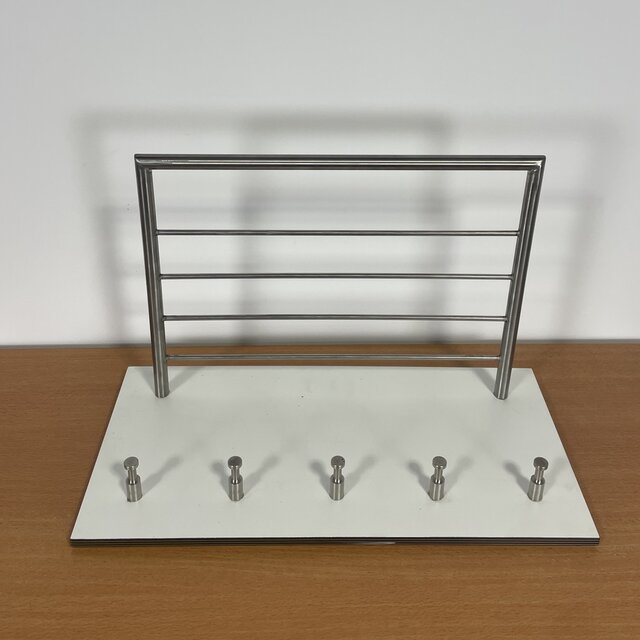 Witte Wandkapstok - 5 Haken en Bovenrek