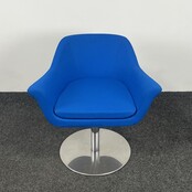 Blauwe Draaifauteuil - Chroom Onderstel