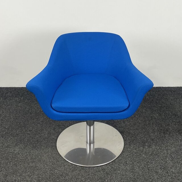 Blauwe Draaifauteuil - Chroom Onderstel