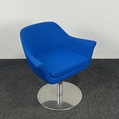 Blauwe Draaifauteuil - Chroom Onderstel