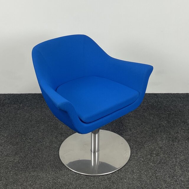 Blauwe Draaifauteuil - Chroom Onderstel