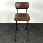 Barkruk met Kruisonderstel - Cognac | Kunstlederen Zitting