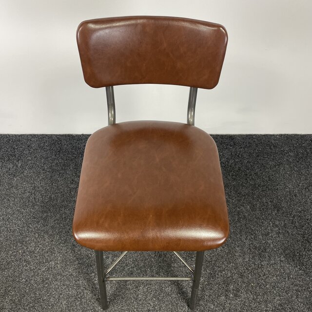 Barkruk met Kruisonderstel - Kunstlederen Zitting - Cognac