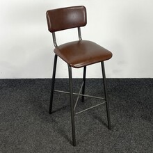 Barkruk met Kruisonderstel - Kunstlederen Zitting - Cognac