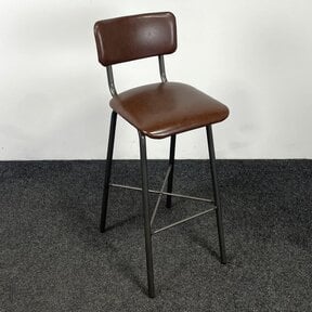 Barkruk met Kruisonderstel - Kunstlederen Zitting - Cognac