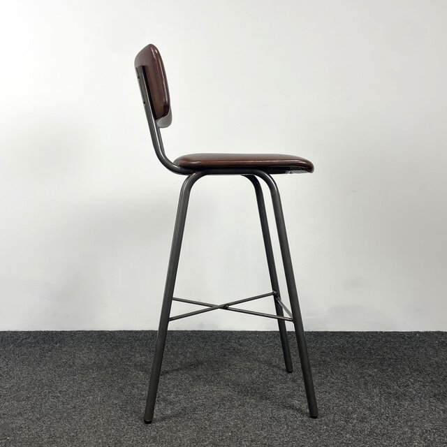 Barkruk met Kruisonderstel - Kunstlederen Zitting - Cognac