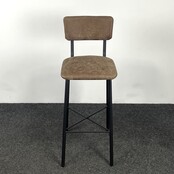 Barkruk met Kruisonderstel - Kunstlederen Zitting - Bruin