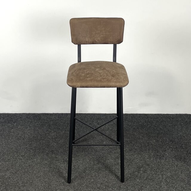 Barkruk met Kruisonderstel - Bruin | Kunstlederen Zitting