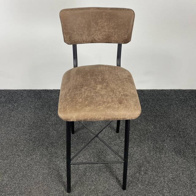 Barkruk met Kruisonderstel - Kunstlederen Zitting - Bruin