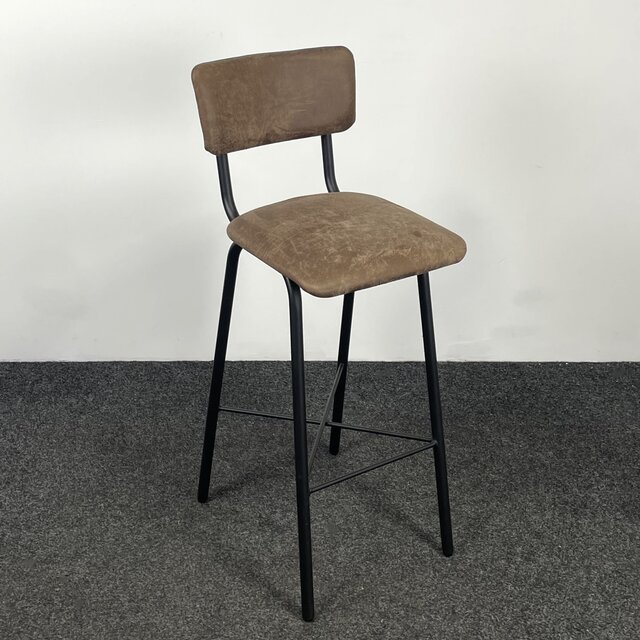 Barkruk met Kruisonderstel - Kunstlederen Zitting - Bruin