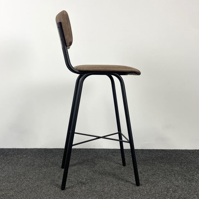 Barkruk met Kruisonderstel - Bruin | Kunstlederen Zitting