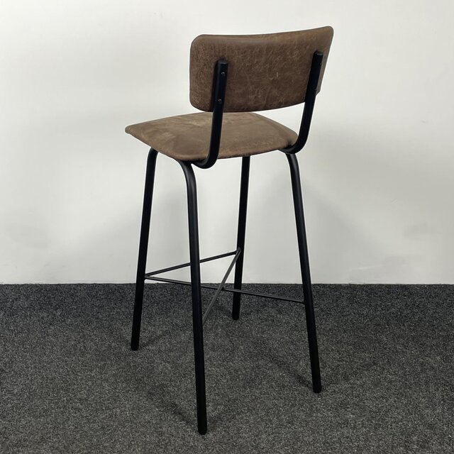 Barkruk met Kruisonderstel - Bruin | Kunstlederen Zitting
