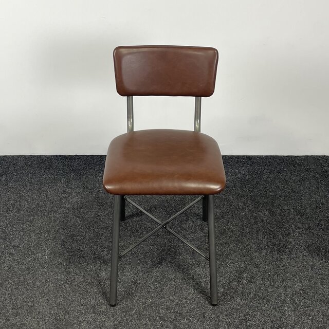 Stoel met Kruisonderstel - Kunstlederen Zitting - Cognac