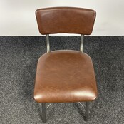 Stoel met Kruisonderstel - Kunstlederen Zitting - Cognac