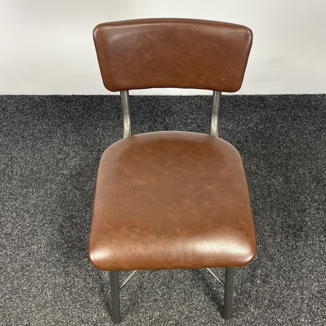 Stoel met Kruisonderstel - Kunstlederen Zitting - Cognac