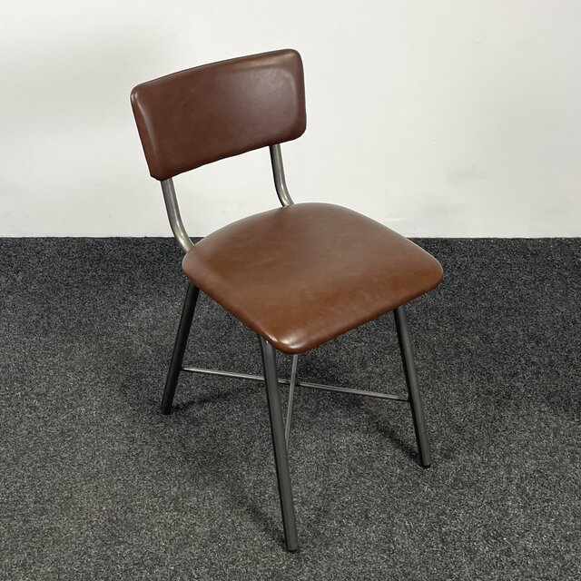 Stoel met Kruisonderstel - Kunstlederen Zitting - Cognac