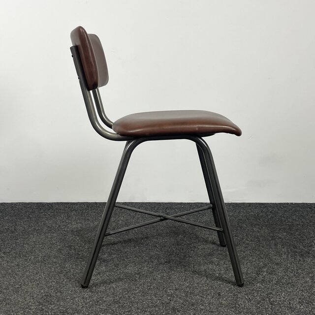 Stoel met Kruisonderstel - Kunstlederen Zitting - Cognac