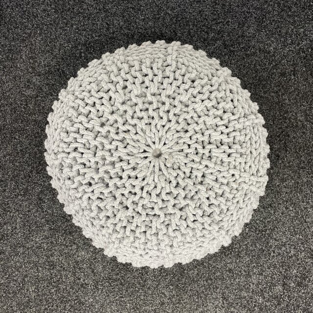 Gebreide Poef - Grijs | Ø 50 cm