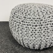 Gebreide Poef - Grijs | Ø 50 cm
