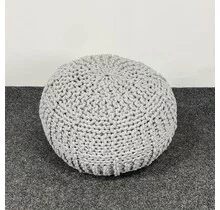 Gebreide Poef - Grijs | Ø 50 cm