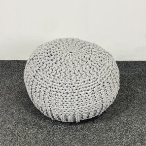 Gebreide Poef - Grijs | Ø 50 cm