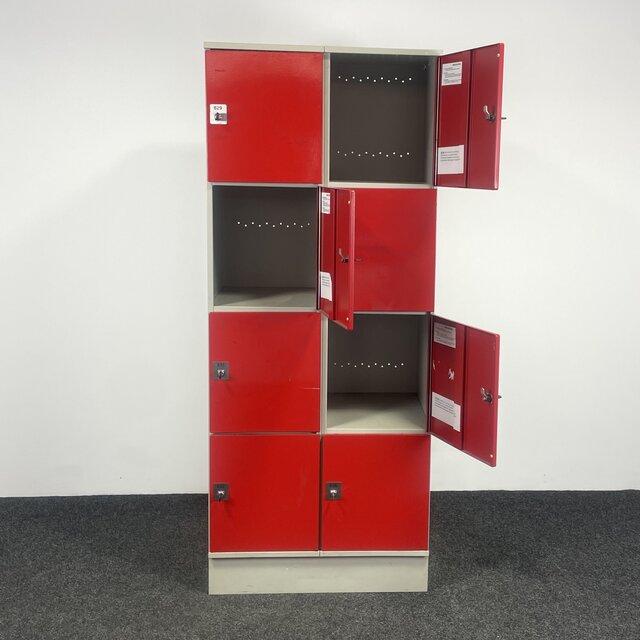 Rode Lockerkast - 8-deurs | 194,5 x 79 x 50 cm (a)
