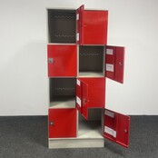 Rode Lockerkast - 8-deurs | 194,5 x 79 x 50 cm (b)