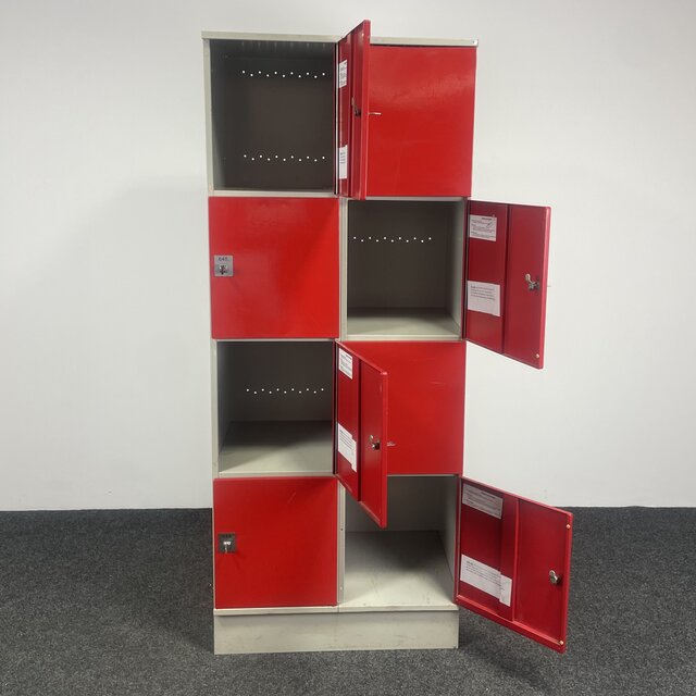 Rode Lockerkast - 8-deurs | 194,5 x 79 x 50 cm (b)