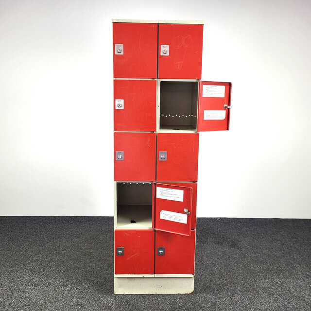 Rode Lockerkast - 10-deurs | 196 x 60 x 50 cm