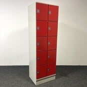Lockerkast 10-deurs - Rood | 196 x 60 x 50 cm