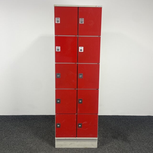 Lockerkast 10-deurs - Rood | 196 x 60 x 50 cm