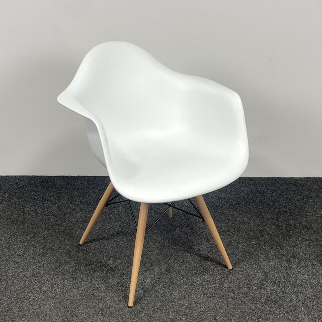 Witte Kuipstoel - Houten Onderstel