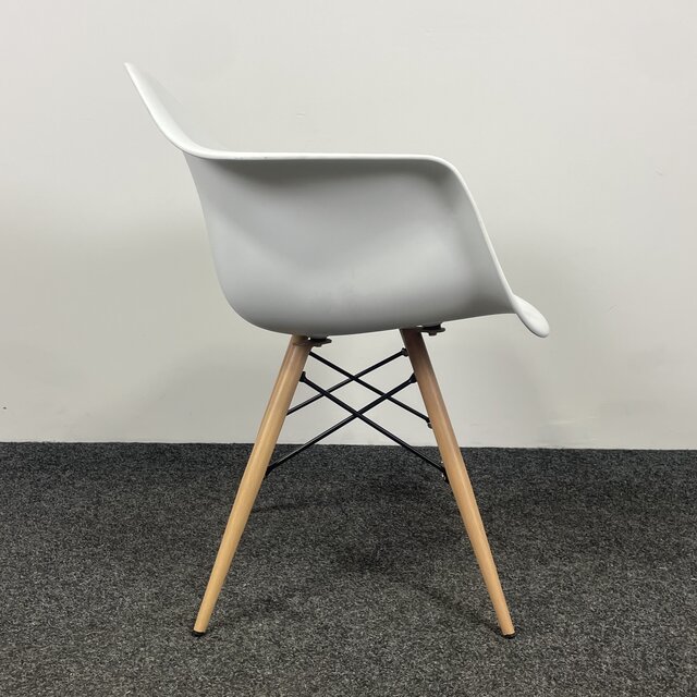 Witte Kuipstoel - Houten Onderstel