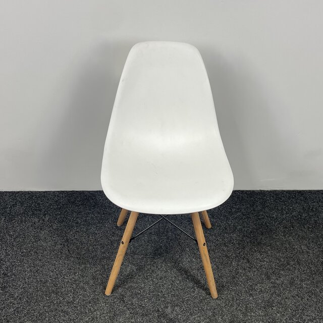 Kantinestoel Wit - Houten Onderstel