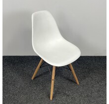 Kantinestoel Wit - Houten Onderstel
