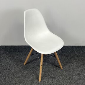 Kantinestoel Wit - Houten Onderstel