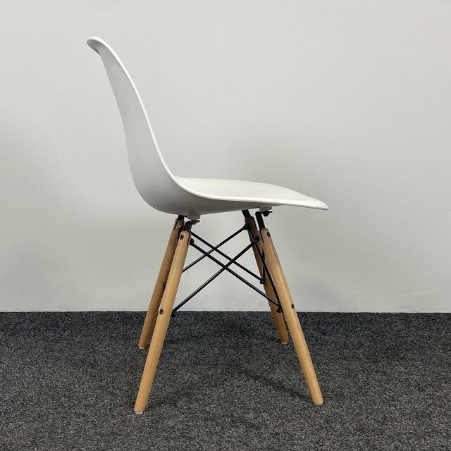 Kantinestoel Wit - Houten Onderstel