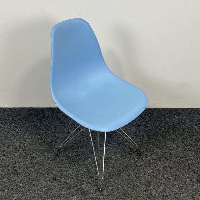 Kantinestoel Blauw - Chroom Onderstel