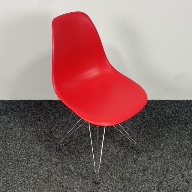 Kantinestoel Rood - Chroom Onderstel