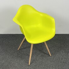 Gele Kuipstoel - Houten Onderstel