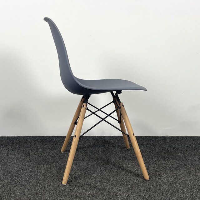 Kantinestoel Grijs - Houten Onderstel