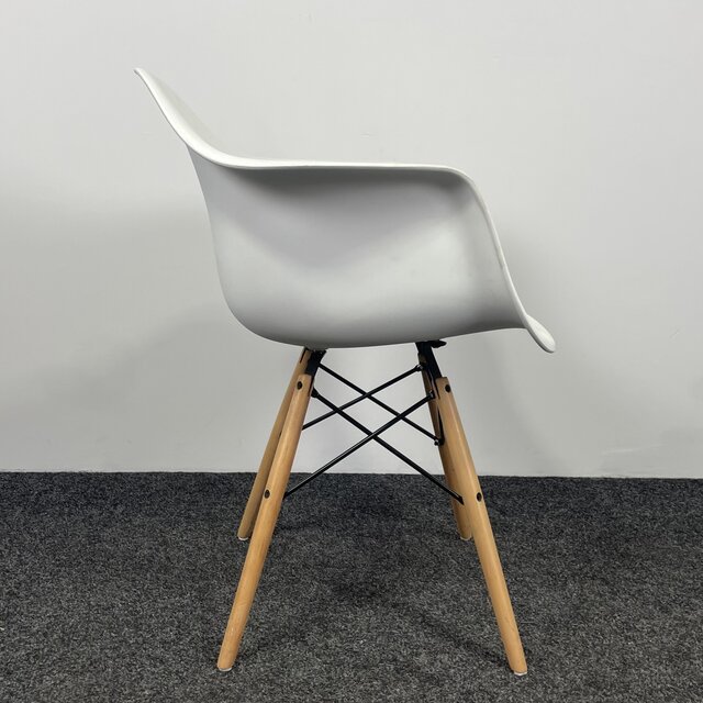 Kuipstoel Wit - Houten Onderstel