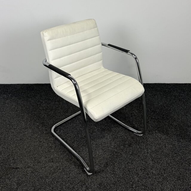 Slede Vergaderstoel - Wit Kunstleder